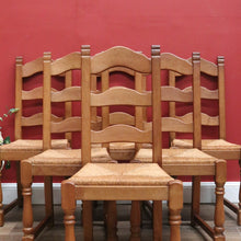 Load image into Gallery viewer, x SOLD Antique French Dining Chairs x 6, Set of Six Antique French Oak and Rush Chairs B10958
