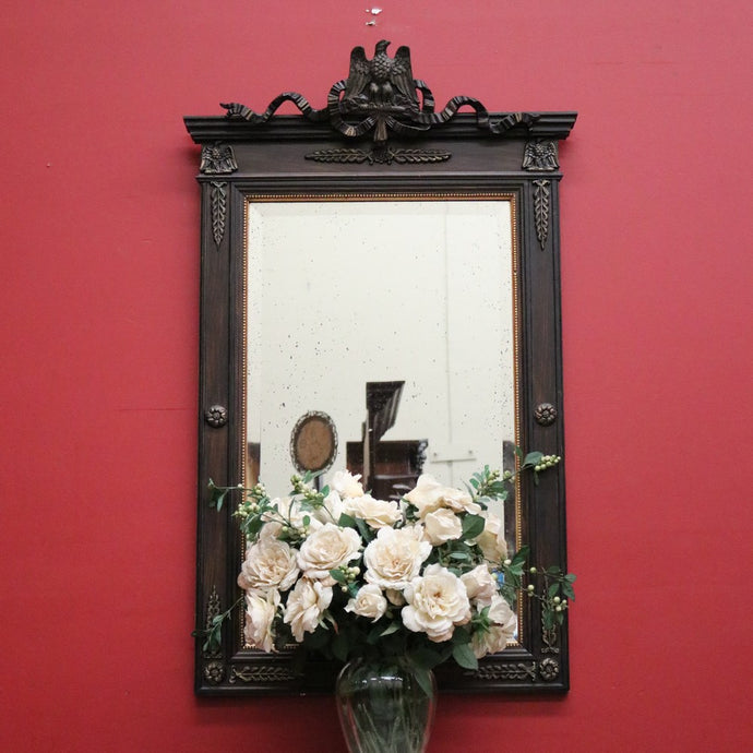 Antique French 1920's Eagle Mirror, Gilt Brass Bevelled Edge Eagle Wall Mirror