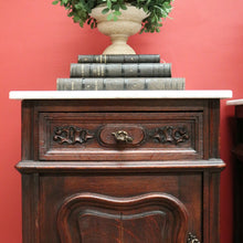 Load image into Gallery viewer, x SOLD Pair of Antique French Lamp Tables Bedside Cabinet with White Marble Top B10556
