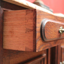 Load image into Gallery viewer, x SOLD Pair of Antique French Oak and Marble Top Bedside Tables Brass Handle Lamp Table B11027
