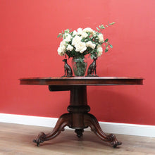 Load image into Gallery viewer, Antique English Rosewood Dining Table, Single Pedestal Kitchen Table Entry Foyer B11110
