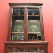 Load image into Gallery viewer, x SOLD Antique English Walnut Secretaire Bookcase, Antique Bookcase Bureau Desk B10999

