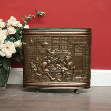 Load image into Gallery viewer, Antique French Umbrella Holder, Copper Tavern Scene Walking Stick Cane Holder
