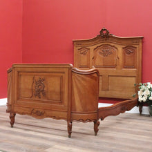 Load image into Gallery viewer, x SOLD Antique French Walnut Bed Frame, includes Head Board Curved Foot Side Rails B10300
