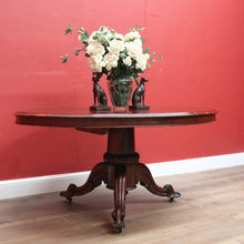 Load image into Gallery viewer, Antique English Rosewood Dining Table, Single Pedestal Kitchen Table Entry Foyer B11110

