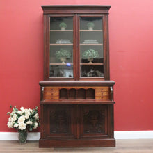 Load image into Gallery viewer, x SOLD Antique English Walnut Secretaire Bookcase, Antique Bookcase Bureau Desk B10999
