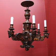 Load image into Gallery viewer, X SOLD Antique French Walnut Six Branch Chandelier, Light Ceiling Light, Pendant Light B10751
