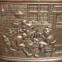 Load image into Gallery viewer, x SOLD Antique French Umbrella Holder, Copper Tavern Scene Walking Stick Cane Holder. B10133
