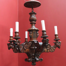 Load image into Gallery viewer, X SOLD Antique French Walnut Six Branch Chandelier, Light Ceiling Light, Pendant Light B10751
