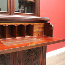 Load image into Gallery viewer, x SOLD Antique English Walnut Secretaire Bookcase, Antique Bookcase Bureau Desk B10999
