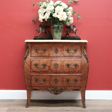 Load image into Gallery viewer, Antique French Chest of Drawers, French Walnut, Marble Hall Cabinet Foyer Table B10549
