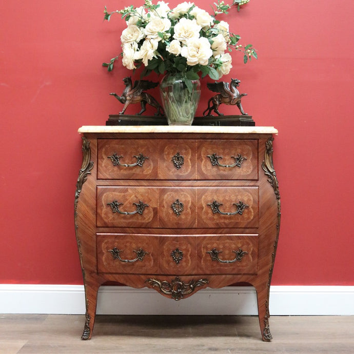 Antique French Chest of Drawers, French Walnut, Marble Hall Cabinet Foyer Table B10549