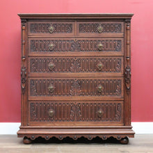 Load image into Gallery viewer, x SOLD Antique French Chest of Drawers, French Oak and Brass Carved Hall Chest Cabinet B10882
