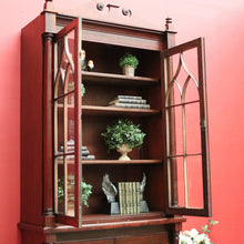 Load image into Gallery viewer, x SOLD Antique English Mahogany Bookcase, 2 Section Bookcase with Cabinet Below. B10383
