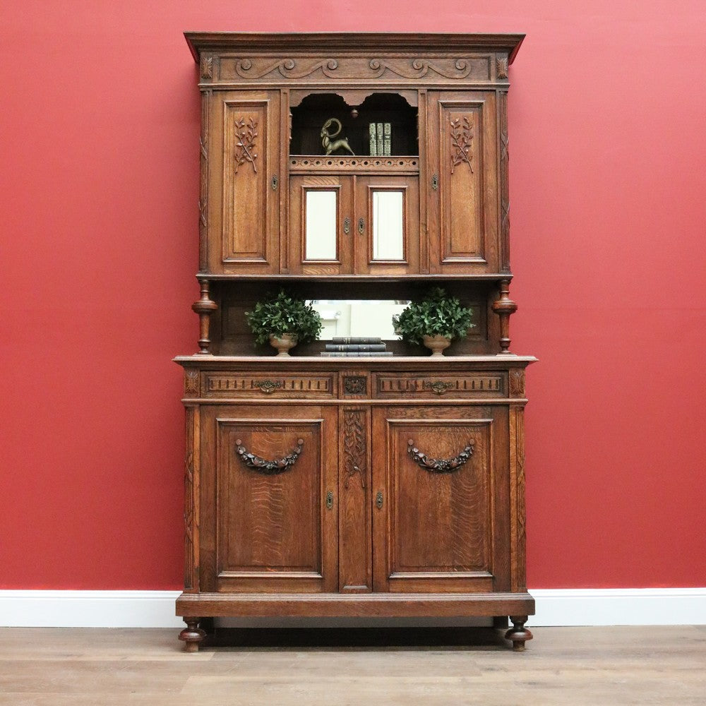 x SOLD - Antique French Sideboard, 2 Height China Cabinet Bookcases Oak Buffet, Cabinet B10542