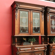 Load image into Gallery viewer, x SOLD Pair of Antique French Oak 2 Height Cabinets, Bookcases, Sideboards Etched Glass B10508
