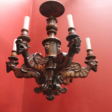 Load image into Gallery viewer, X SOLD Antique French Walnut Six Branch Chandelier, Light Ceiling Light, Pendant Light B10751
