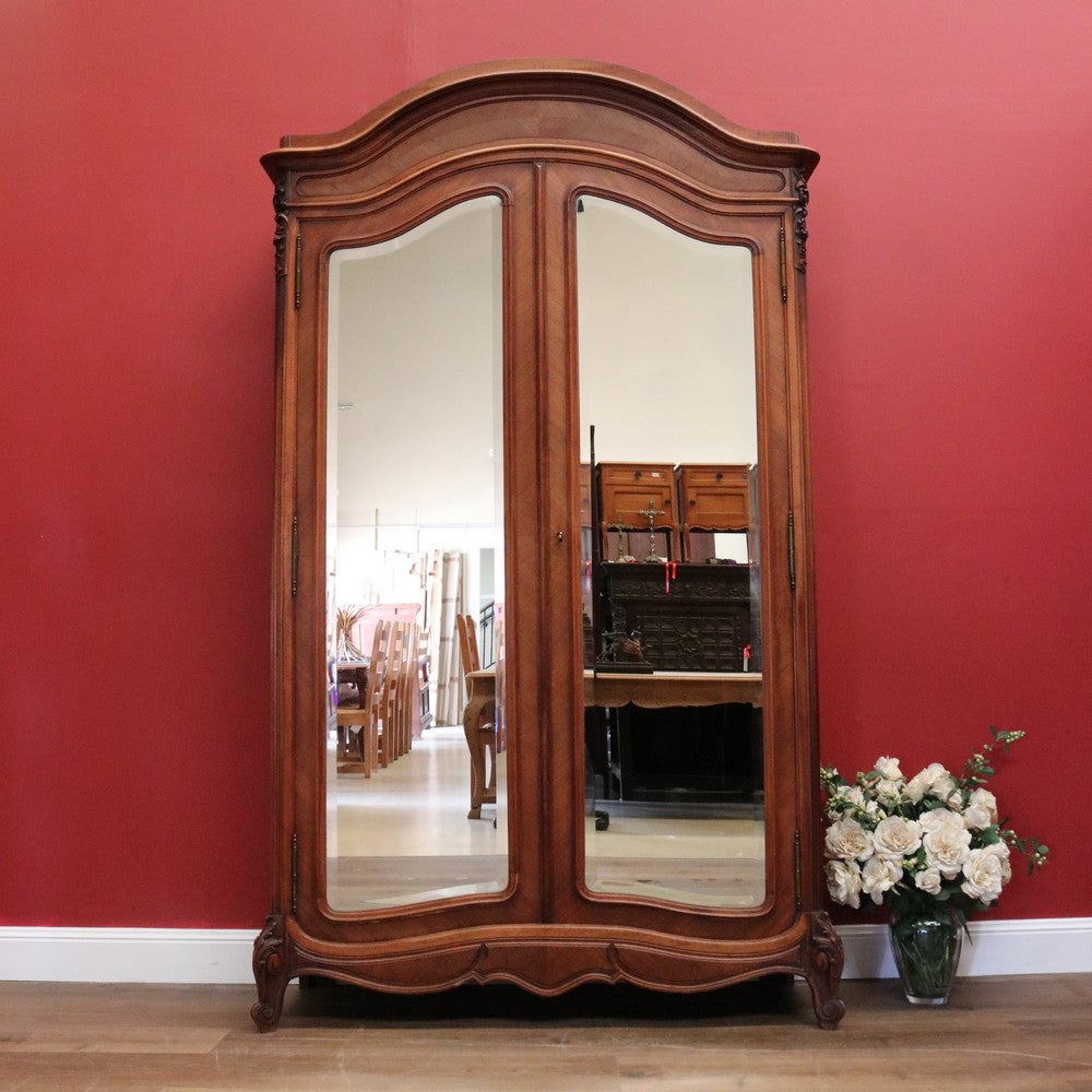 Antique French Armoire French Walnut Bevelled Mirror Linen Press Storage Cabinet B10872