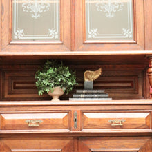 Load image into Gallery viewer, x SOLD Pair of Antique French Oak 2 Height Cabinets, Bookcases, Sideboards Etched Glass B10508
