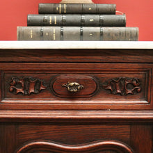Load image into Gallery viewer, x SOLD Pair of Antique French Lamp Tables Bedside Cabinet with White Marble Top B10556
