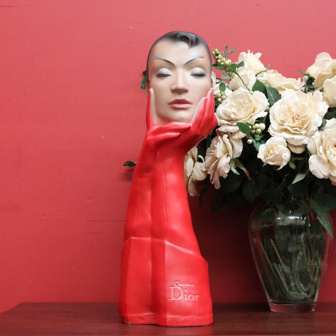 Christian Dior Paris Glove Face Mannequin, 1930-1950 Shop Display Mannequin Red B10478