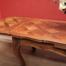 Load image into Gallery viewer, x SOLD Antique French Oak Two Leaf Dining or Kitchen Table, parquetry Table Top B11226
