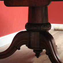 Load image into Gallery viewer, Antique English Rosewood Dining Table, Single Pedestal Kitchen Table Entry Foyer B11110
