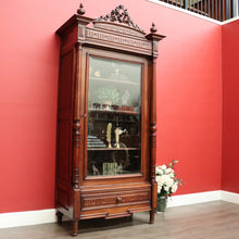 Load image into Gallery viewer, x SOLD Antique French Bookcase China Cabinet, Antique Walnut Glass Door Hall Cupboard. B10250
