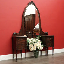 Load image into Gallery viewer, x SOLD Antique French Dressing Table, Twin Pedestal Walnut and Bevelled Mirror Dresser. B10326
