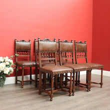 Load image into Gallery viewer, x SOLD Set of 8 Antique French Dining Chairs, Kitchen Chairs with Brass Studs to Seats. B10281
