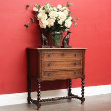 Load image into Gallery viewer, x SOLD Antique French Hall Cabinet, Chest of Drawers, Lamp Side Table with Spiral Legs B10201

