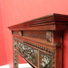 Load image into Gallery viewer, x SOLD Antique Oak and Pressed Brass Wall Mirror, Antique French Cupid Bevelled Mirror. B10417

