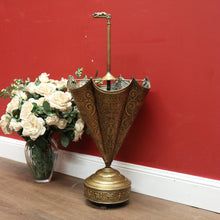 Load image into Gallery viewer, x SOLD Antique French Pressed Brass Umbrella-Shaped Umbrella Holder, Dog Head Handle. B11274
