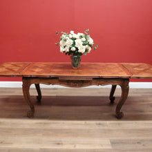 Load image into Gallery viewer, x SOLD Antique French Oak Two Leaf Dining or Kitchen Table, parquetry Table Top B11226
