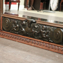 Load image into Gallery viewer, x SOLD Antique Oak and Pressed Brass Wall Mirror, Antique French Cupid Bevelled Mirror. B10417
