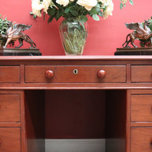 Load image into Gallery viewer, x SOLD Antique Australian Cedar and Leather Office Desk, 9 Drawer Office Study Desk B10731
