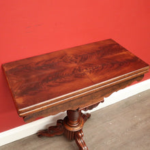 Load image into Gallery viewer, x SOLD Antique English Fold Over Card Table, Burr Walnut Leather Games Table Hall Table. B10344
