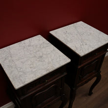 Load image into Gallery viewer, x SOLD Pair of Antique French Lamp Tables Bedside Cabinet with White Marble Top B10556
