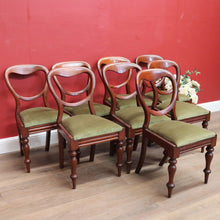 Load image into Gallery viewer, x SOLD Set of Eight Australian Cedar Dining Chairs, Kitchen Chairs with Velvet Seats. B11291
