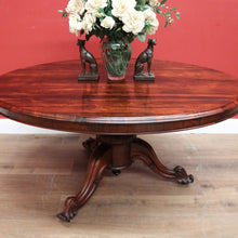 Load image into Gallery viewer, Antique English Rosewood Dining Table, Single Pedestal Kitchen Table Entry Foyer B11110
