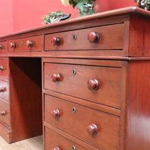 Load image into Gallery viewer, x SOLD Antique Australian Cedar and Leather Office Desk, 9 Drawer Office Study Desk B10731

