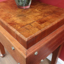 Load image into Gallery viewer, x SOLD Vintage Oak Butchers Block Table, Lamp Table, Hall, Bedside Table Parquetry Top. B11277
