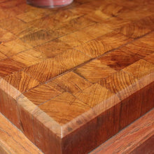 Load image into Gallery viewer, x SOLD Vintage Oak Butchers Block Table, Lamp Table, Hall, Bedside Table Parquetry Top. B11277
