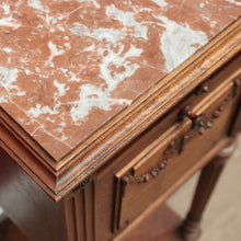 Load image into Gallery viewer, x SOLD Antique French Walnut and Marble Top Lamp Table, Bedside Cabinet, Bedside Tables B10836
