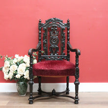 Load image into Gallery viewer, Antique French Armchair French Oak Church Chair, Hall Chair, Bedroom Chair Seat B10752
