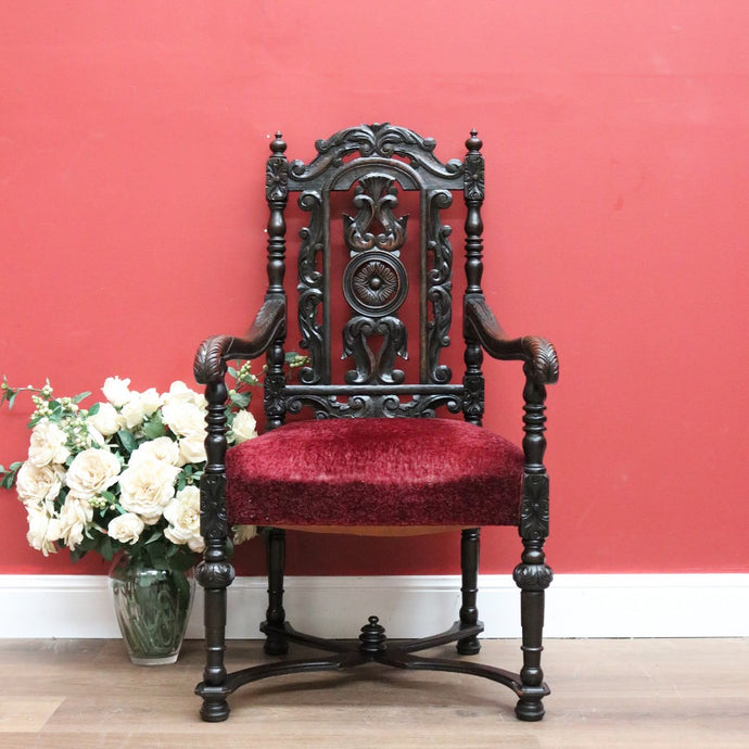 Antique French Armchair French Oak Church Chair, Hall Chair, Bedroom Chair Seat B10752