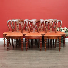 Load image into Gallery viewer, Set of 10 Antique English Mahogany Dining Chairs, Kitchen Chairs Velvet Seats
