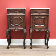 Load image into Gallery viewer, x SOLD Pair of Antique French Lamp Tables Bedside Cabinet with White Marble Top B10556
