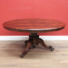 Load image into Gallery viewer, Antique English Rosewood Dining Table, Single Pedestal Kitchen Table Entry Foyer B11110
