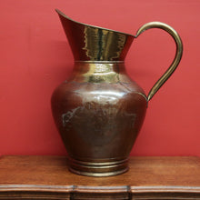 Load image into Gallery viewer, Antique French Umbrella Holder, Brass and Copper Pitcher Jug Walking Stick Stand

